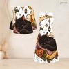 Women Plus Size Two Piece Dress Set Three Quarter Sleeve Halloween Panda Ghost Print Long Dress