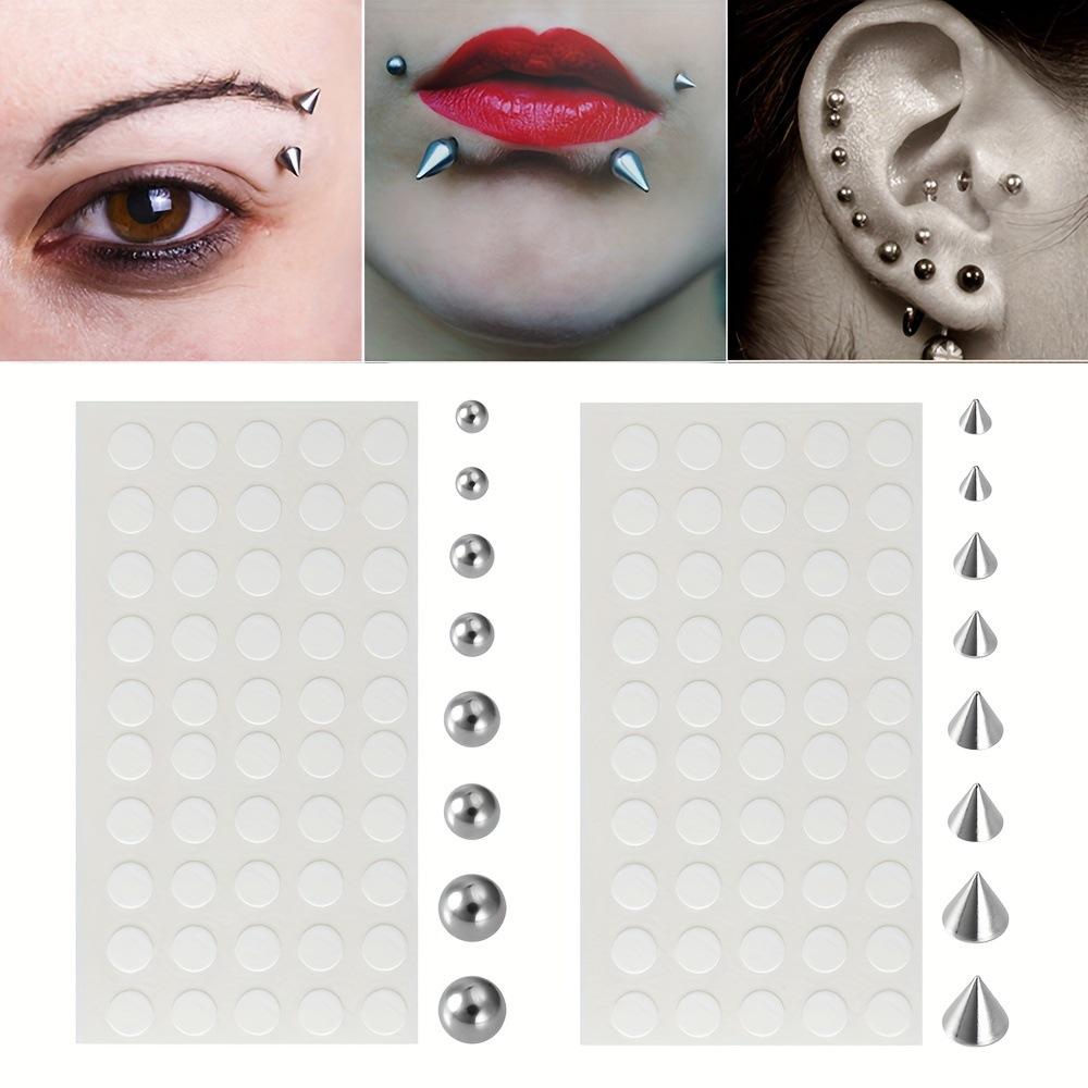 Punk Rock Spitze Runde Kugel Fake Piercing Aufkleber Bauchnabelringe Herren Ohr Nase Edelstahl Körperschmuck für Damen