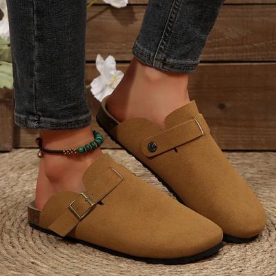 Schuhe für Damen Geschlossene Zehen Damen-Slipper Mode Gürtelschnalle Outdoor Bestseller Übergröße Einfarbig Flache Slipper