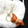 [from Jennifer] Jennifer Women's Glove Holder Bag Charm Keychain (Dog (Brown) (Gold))