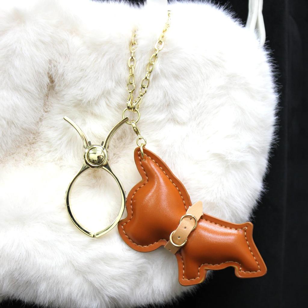 [from Jennifer] Jennifer Women's Glove Holder Bag Charm Keychain (Dog (Brown) (Gold))
