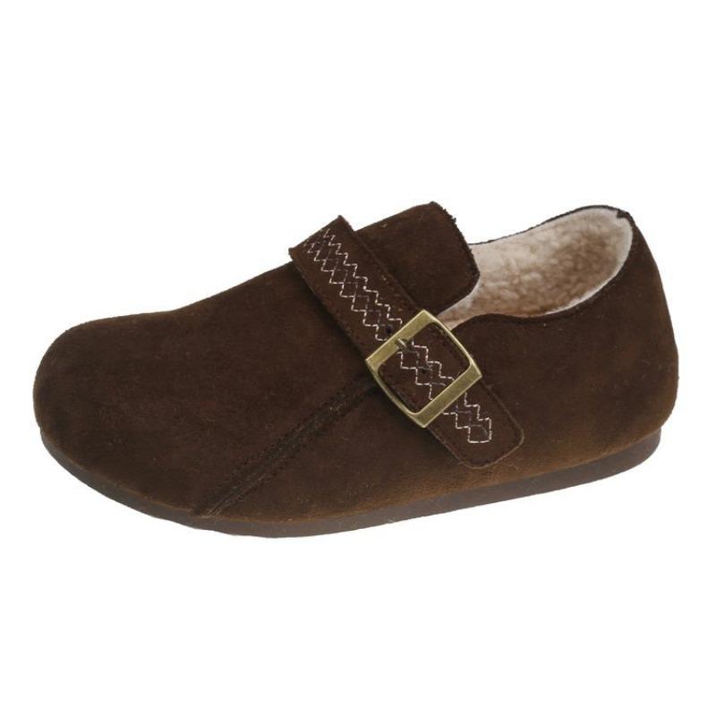 Winter velvet women's new comfortable warm cotton shoes retro casual lazy pedal bean shoes