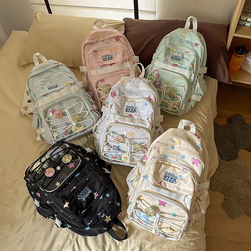 College style backpack women's new Japanese ins cute bar pain bag large capacity backpack junior high school schoolbag tide