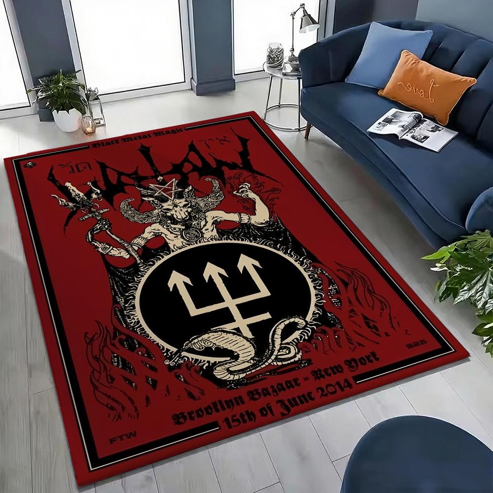 Dark Satanic Black Metal Art Patterned Rug Allseason Carpet For Entryway Home Party Decor Gift For Friends