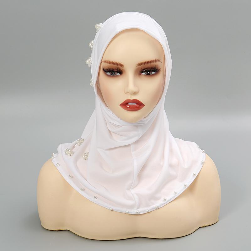 Women Instant Hijab Scarf With Pearls Muslim Premium Jersey Head Scarf Wrap Soft Turban Breathable Femme Musulmane Inner Hijabs