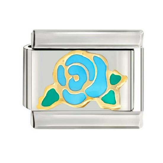 Gold-Plated Titanium Enamel Cross Bracelet - Italian DIY Charm for Little Girls