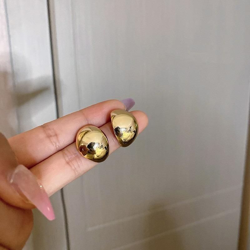 Gold Ring Earrings Women's Ear Buckles Light Luxury High-end Earrings Autumn and Winter Ring Earrings