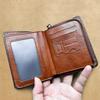 Genuine Leather Wallets for Men Vintage Short Multi Function Business Purse RFID Blocking Zipper ID Credit Card Holder Money Bag