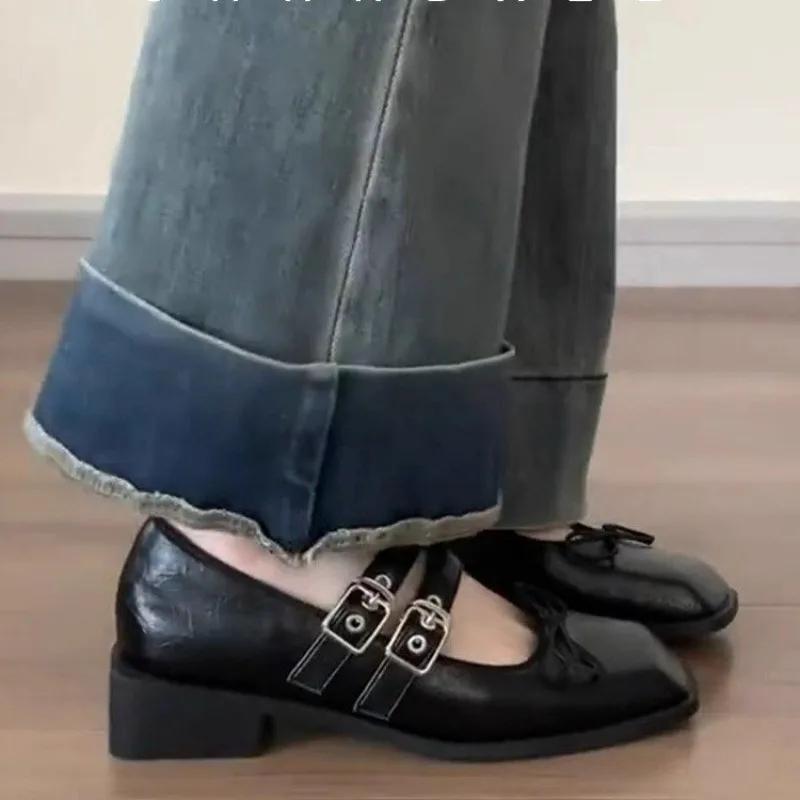 Fashion New Butterfly-knot Heels Women 2024 Fashion Buckle Strap Women's High Heels Hot Sale Square Toe Office and Career Ladies Shoes