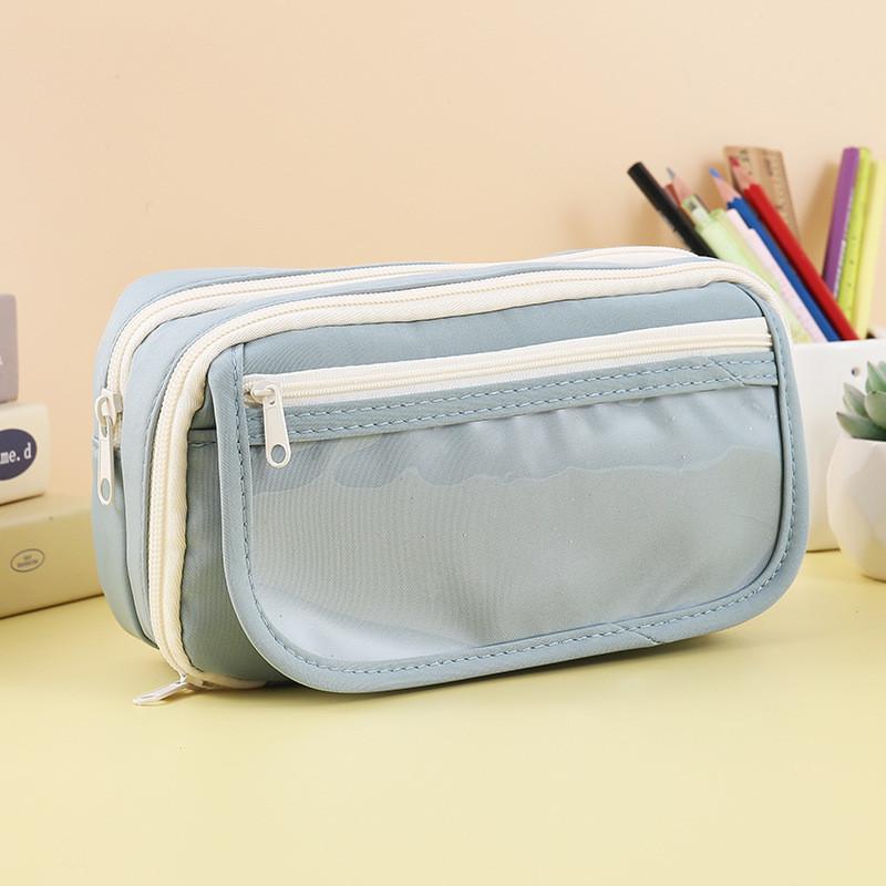 Durable Canvas Stationery Storage Box With Multiple Compartments For Middle School Students