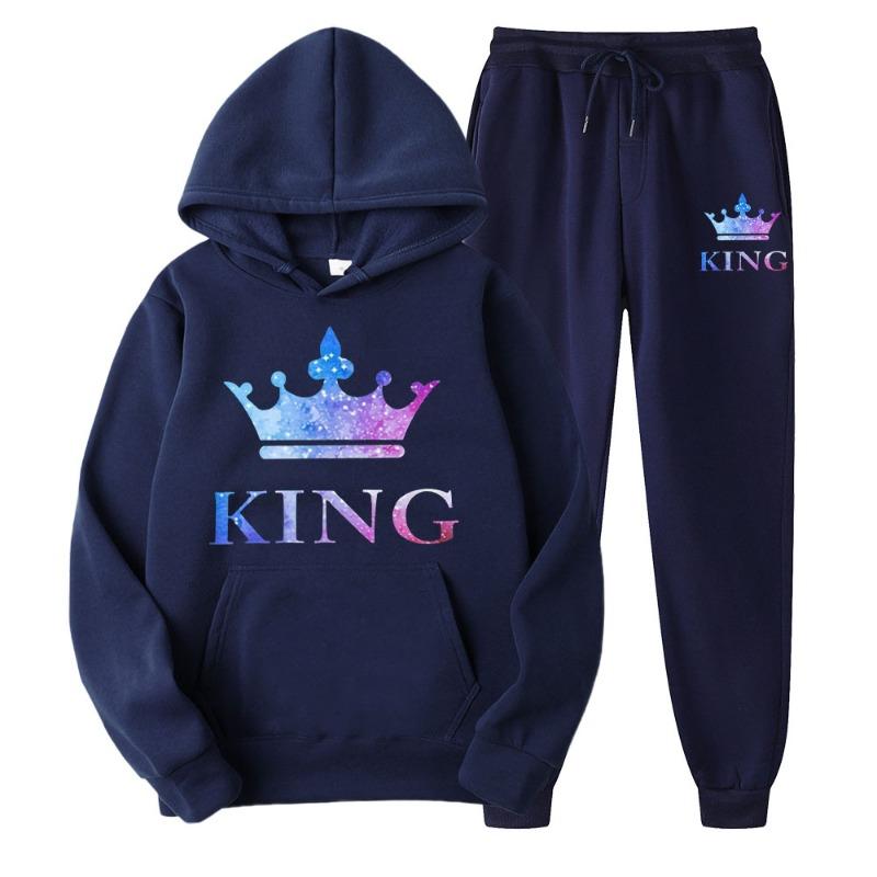 Pár mikin s kapucí set pánské dámské ležérní volné s dlouhým rukávem sportovní oblečení fleecová bunda tepláky trička s krátkým rukávem (pánské)