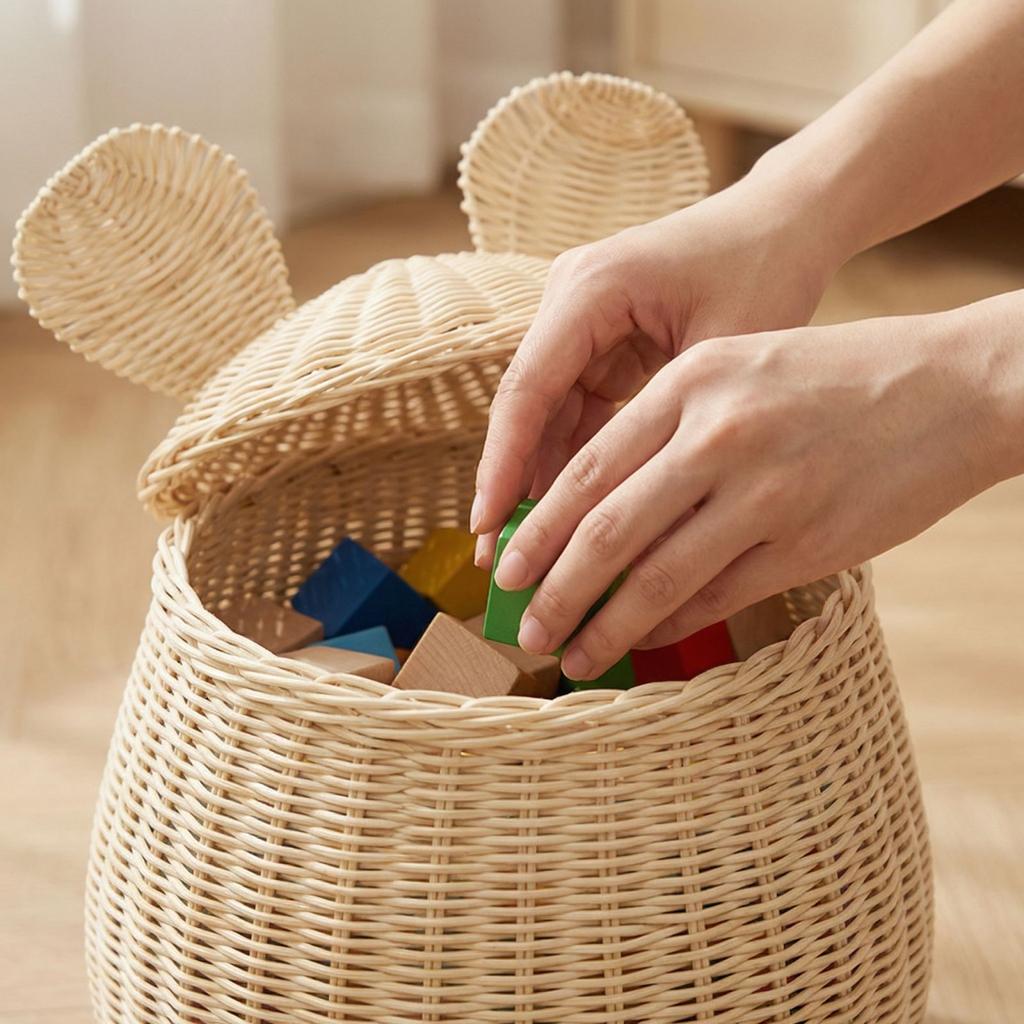 Proutěné úložné koše, Dekorativní domácí boxy na hračky, Ručně tkané úložné koše