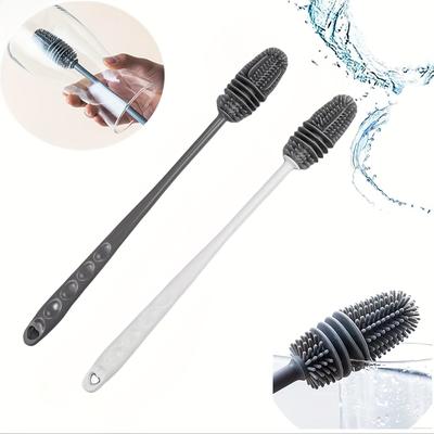 Long Handle Silicone Bottle Brush, Washing Cup Artifact Brush, Household Water Cup Brush