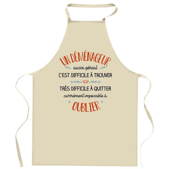 Tablier de cuisine - Un Déménageur aussi génial - Coton résistant - Impression humour (France) - Liens réglables
