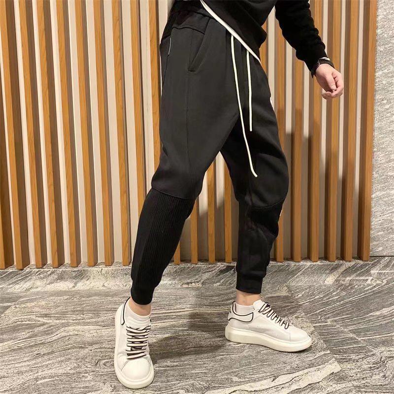 

Весна 2023 Мужские модные зауженные джоггеры облегающего кроя: Лоскутные повседневные спортивные штаны с эластичными манжетами L чёрный