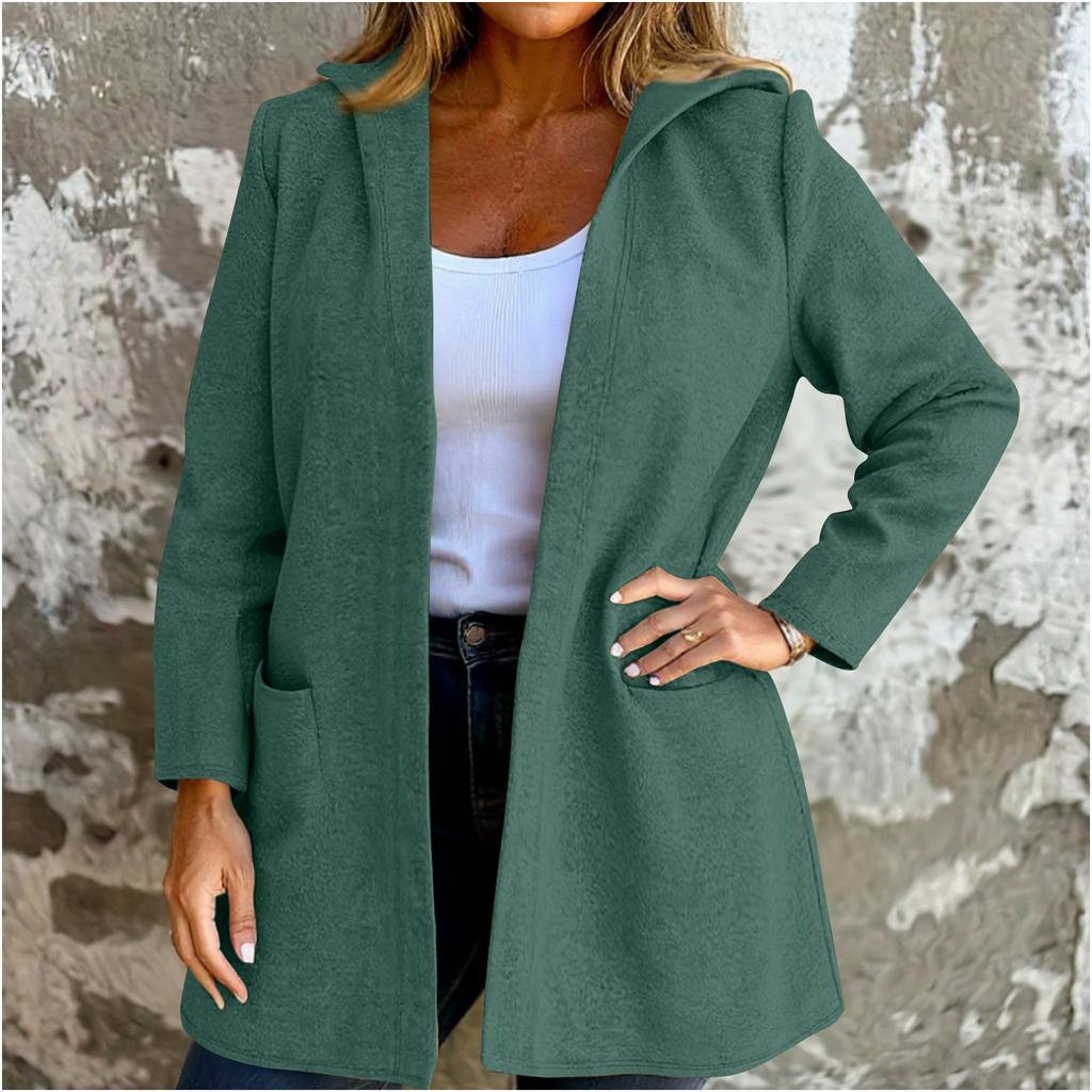 Women's Fashion Casual Hooded  Long-Sleeve Solid Jacket