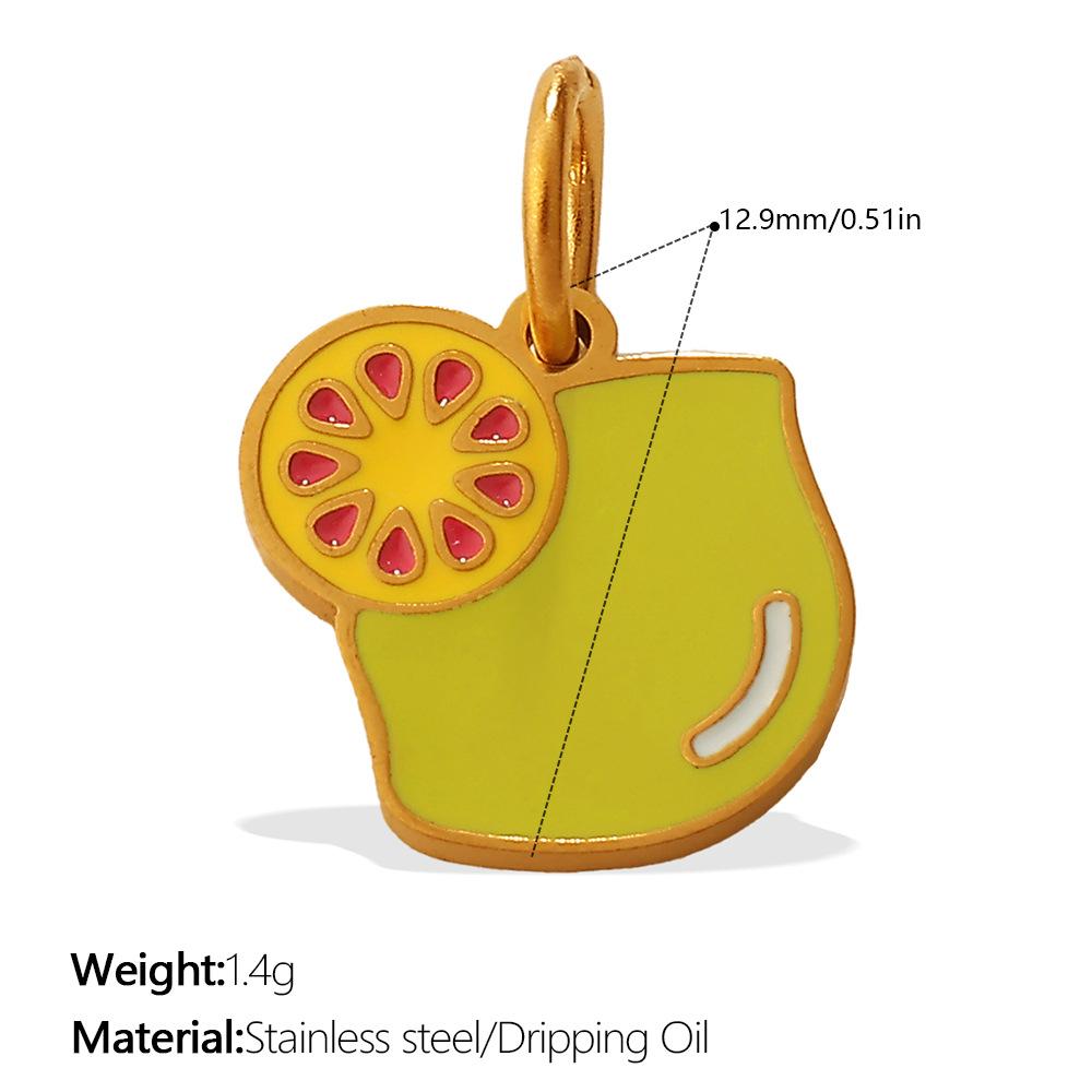 Dopamine Feng Shui Fruit Lemon Slices Oil Drip Necklace Bracelet Accessories Fresh Wind Pendant