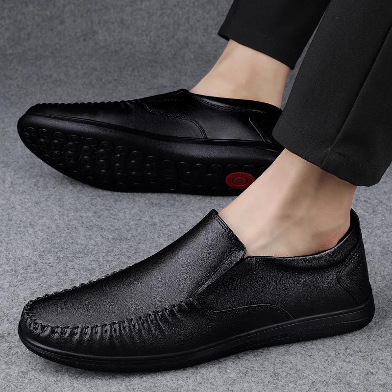 Genuine Leather Men's Loafers Soft Cowhide Men Casual Shoes Luxury Brand Male Driving Footwear Slip-on Flats Handmade Moccasins