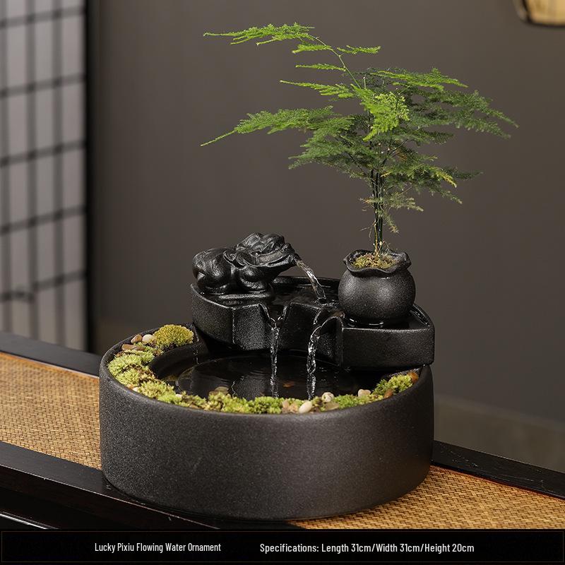 Ceramic Flowing Water Fountain: Wealth-Attracting Desktop Ornament for Living Room & Office Decor