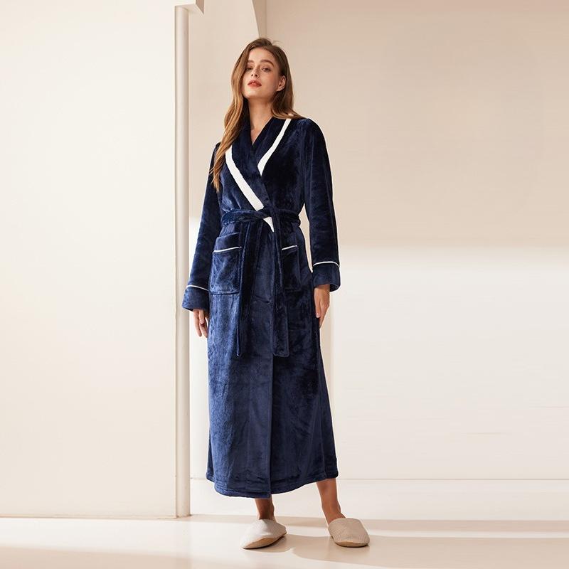 Shawl Collar Robes for Men Full Length Fleece Plush Bathrobes Soft Spa House Coat with Pockets Fluffy Spa Robes Unisex Winter Cozy Warm Spa Long Robe