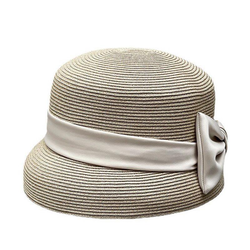 Elegant Small Edge Lampshade Hat Women'S Summer Straw Hat Bow Sunscreen Hat Casual Travel Straw Visor