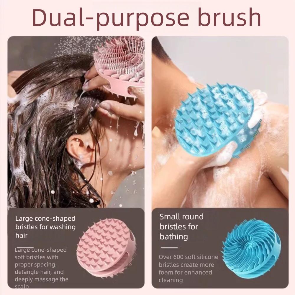 Double-sided Soft Bristle Shower Brush Silicone Bath Brush New Body Shampoo Brush  For Exfoliation