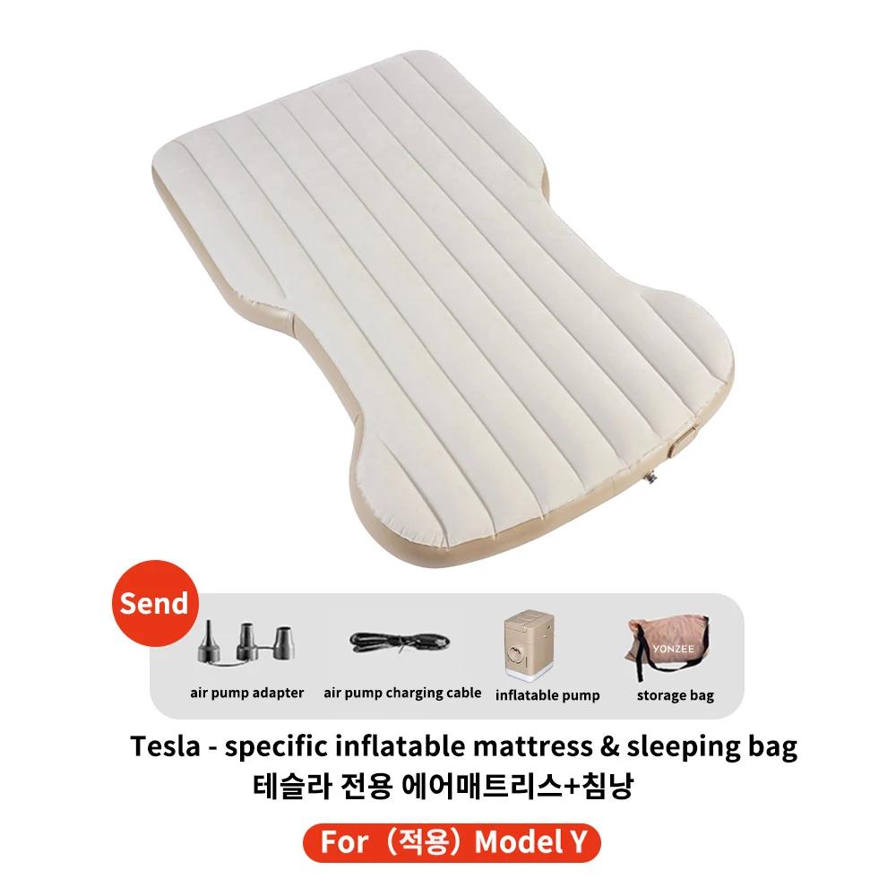 YZ For Tesla Model Y Juniper PVC 2021-2025 Inflatable Mattress Outdoor Camping Inflatable Special Suede Fabric Car Travel Bed