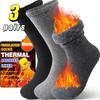 3 Paar Winter Dicke Herren Mittelschaft Socken Set Gemütlich Warm Thermosocken für Kaltes Wetter Weiches Innenfutter