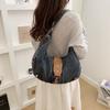 Vintage Large Capacity Denim Bag Women's Shoulder Underarm Bag Commuter Crossbody Bag