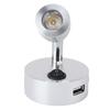 RV Reading Lamp Button Switch 350° Rotatable RV Spotlight with USB Port for Boat Yacht Motorhome 4000K DC10‑30V Silver