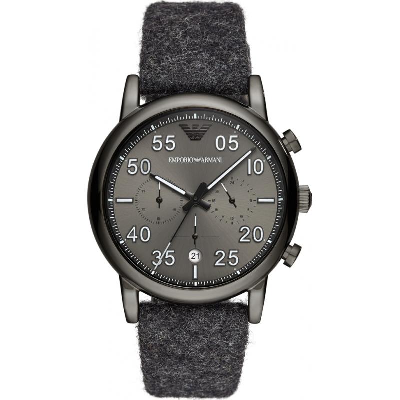 Emporio Armani Men's Luigi Quartz Watch Grey Dial Leather 43mm AR11154