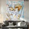 Cardcaptor Sakura Wall Tapestry Aesthetic Wall Hanging Printed Fabric Blanket Decorative Tapestries for Bedroom Living Room Home Decor