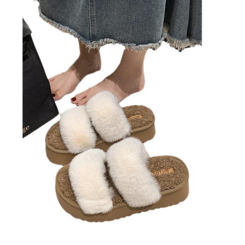 Thick-bottomed Mao Mao Slippers Women's New Winter Cotton Slippers Fashionable Versatile Mao Mao Mop