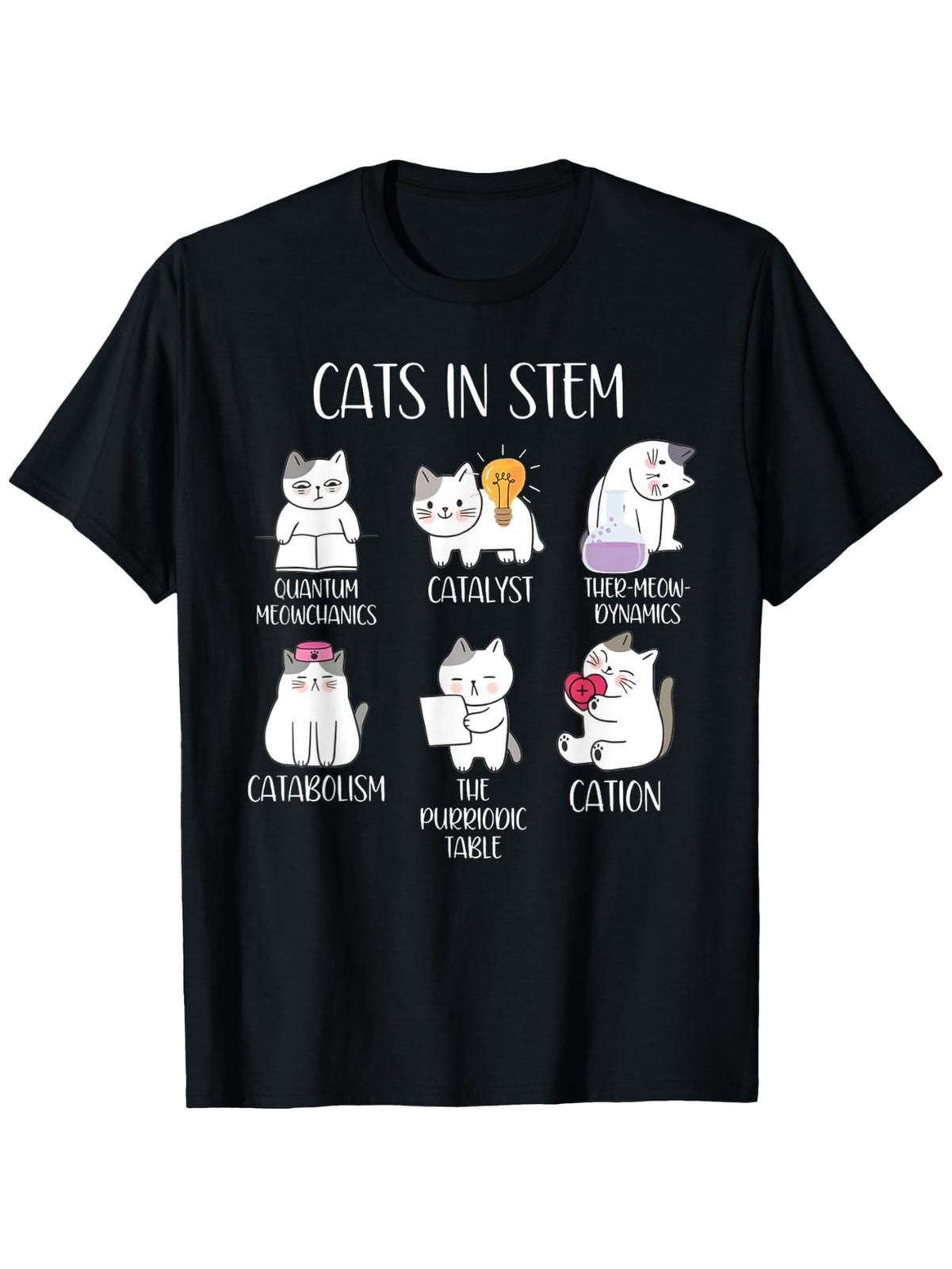 

Funny Science Meme Cats STEM Scientist Nerd Cat Lover T-Shirt, Casual Comfo 5XL різнокольоровий