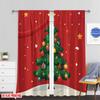 Set Of 2 Plane Printing Curtain Popular Christmas Tree Decorations Garland Versatile Polyester Fabric Without Rod Holiday