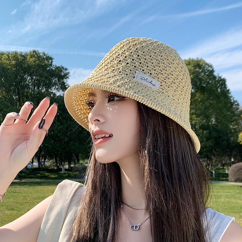 Summer Breathable Straw Hat With Wide Brim And Mesh Design For Beach And Sun Protection