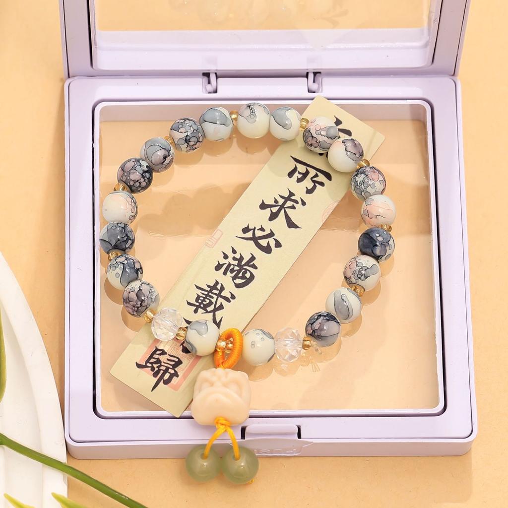 Dopamine glass beaded lion bracelet summer new girlfriend bracelet sweet small fresh candy color women's jewelry