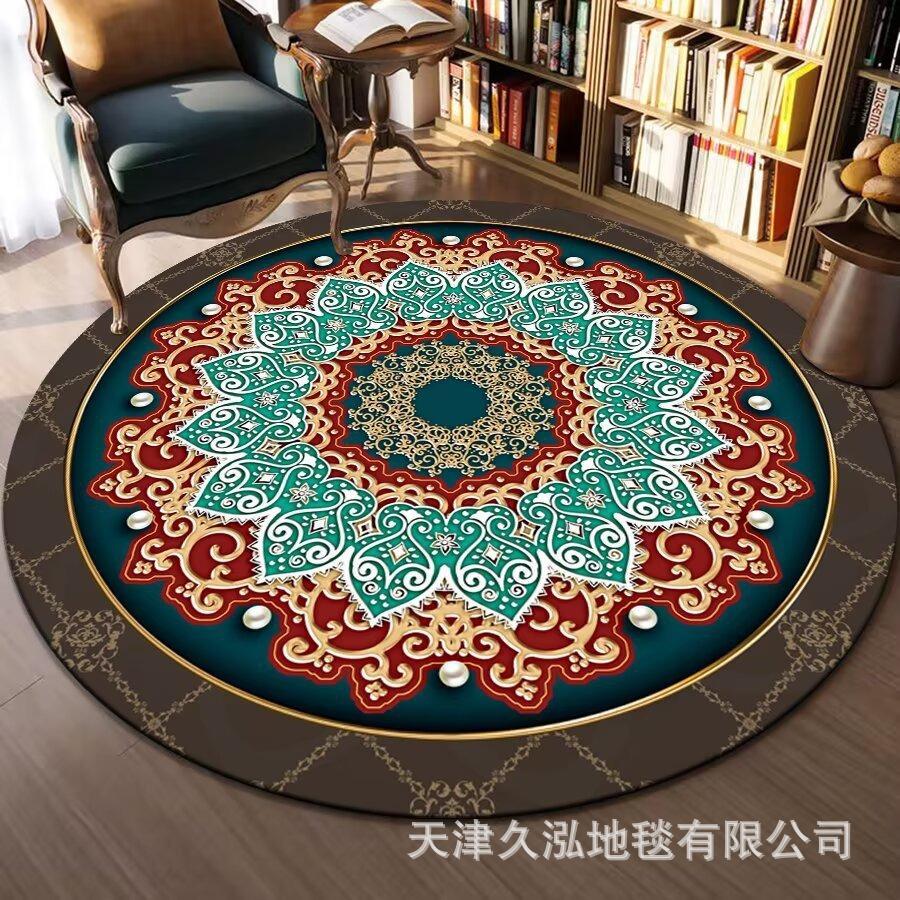 Circular Carpet Bedroom Living Room Carpet Coffee Table Carpet Home Sofa Circular Mat Ethnic Style Carpet