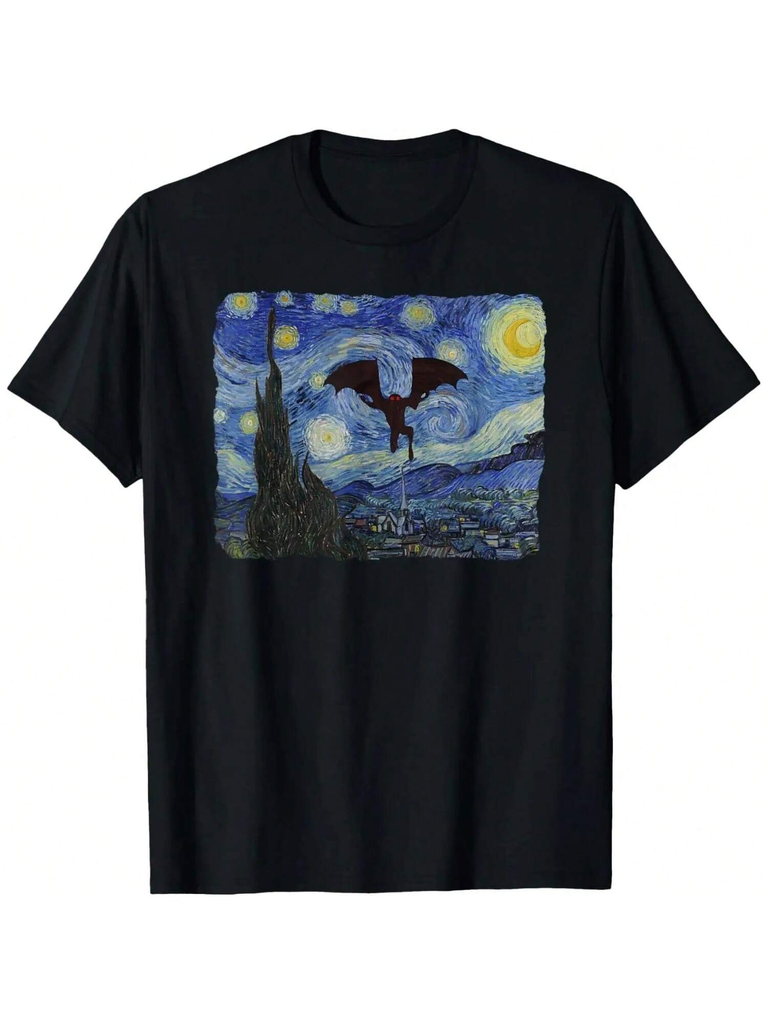 Mothman Shirt Starry Night Cryptid T-Shirt S разноцветный