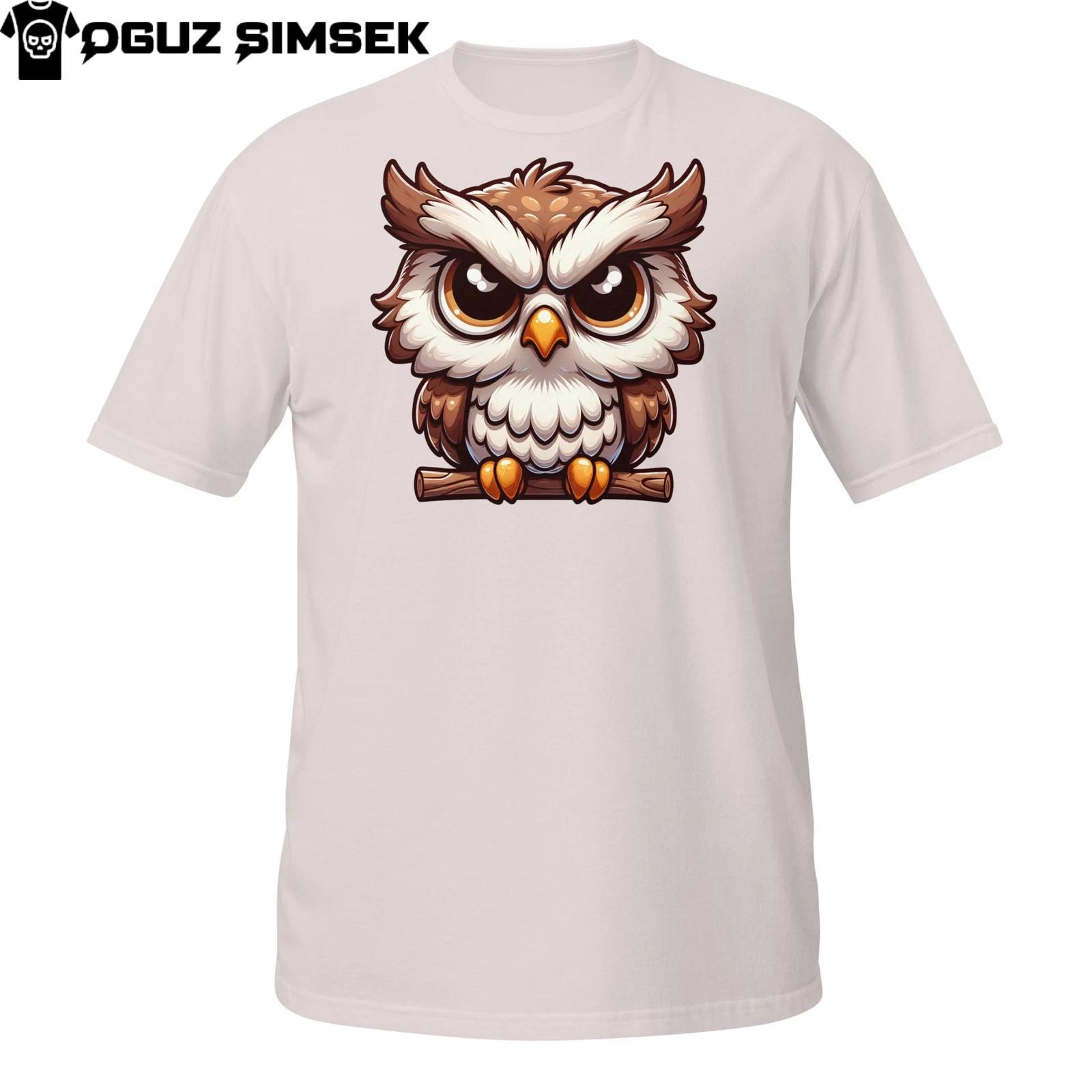 Angry Owl T-Shirt Mens Womens Tees Top – Funny Grumpy Cartoon Bird Graphic Tee L