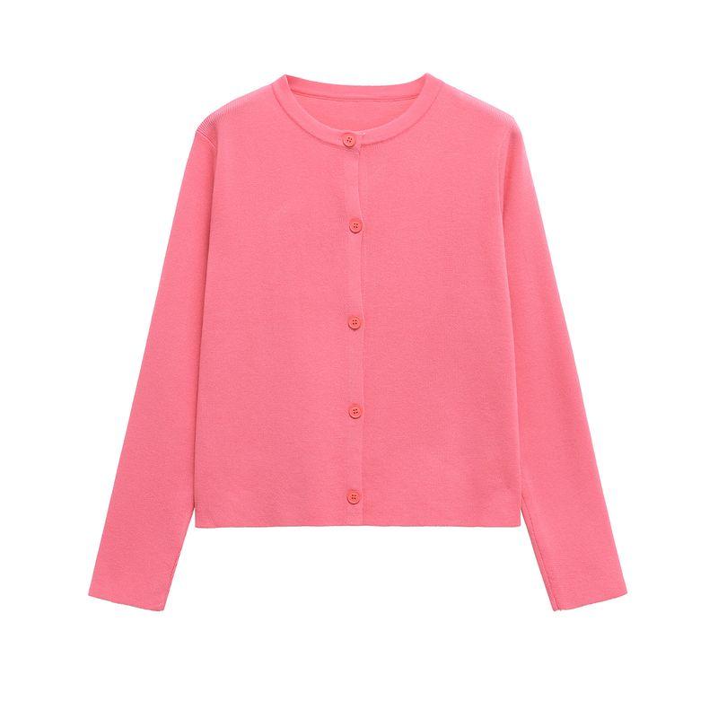 

Kaslead New Women clothes Western Style Fashion Simple and Versatile Solid Knitted Outerwear 5755129 Pink L