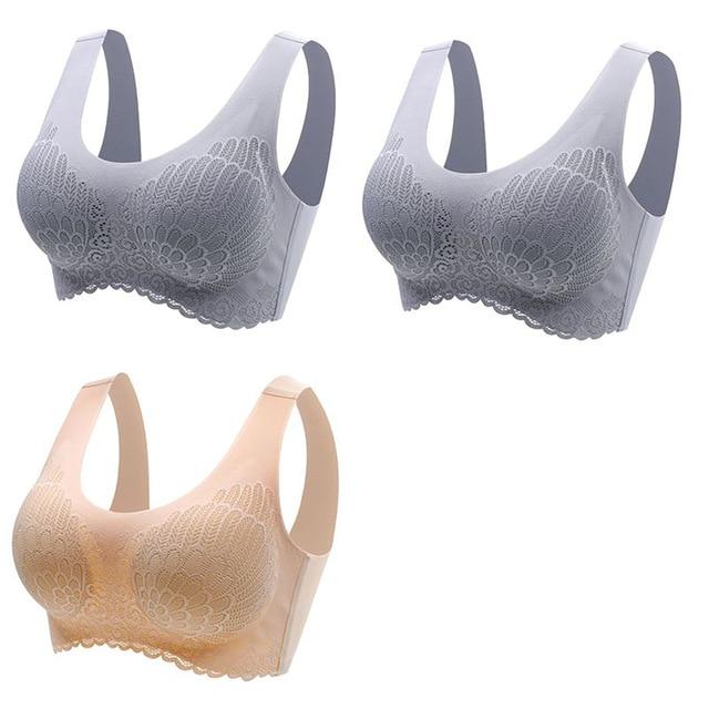 3stk Latex BH Sømløse BH For Kvinner Undertøy BH Push Up Bralette Med Pad Vest Topp BH