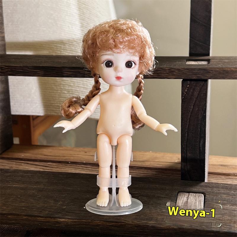 1 Set Cute 1/8 Doll 3D Real Eye 13 Joint Movable Cute 16-17Cm Doll With Different Expressions Girl Toy