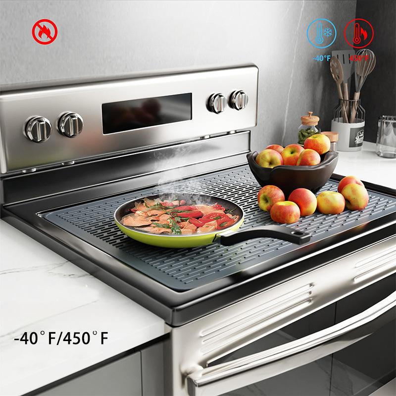 Covoraș de acoperire superioară a aragazului electric din silicon Covoraș pentru plită din ceramică, capac de plită din sticlă rezistentă la căldură, protector plat pentru plită RV