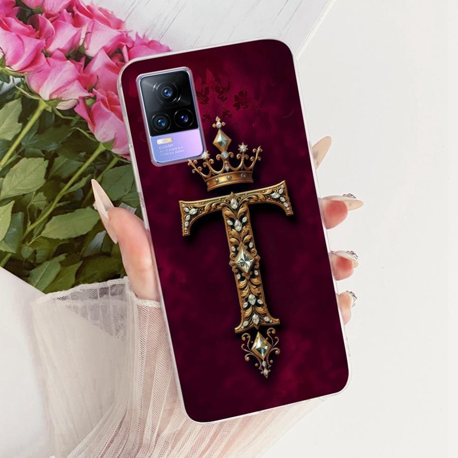 For Vivo V21e V2061 Y73 2021 Case Initial Letter Silicone Protective Soft Back Cover Case For VivoV21e 5G Case V2055 Phone Funda