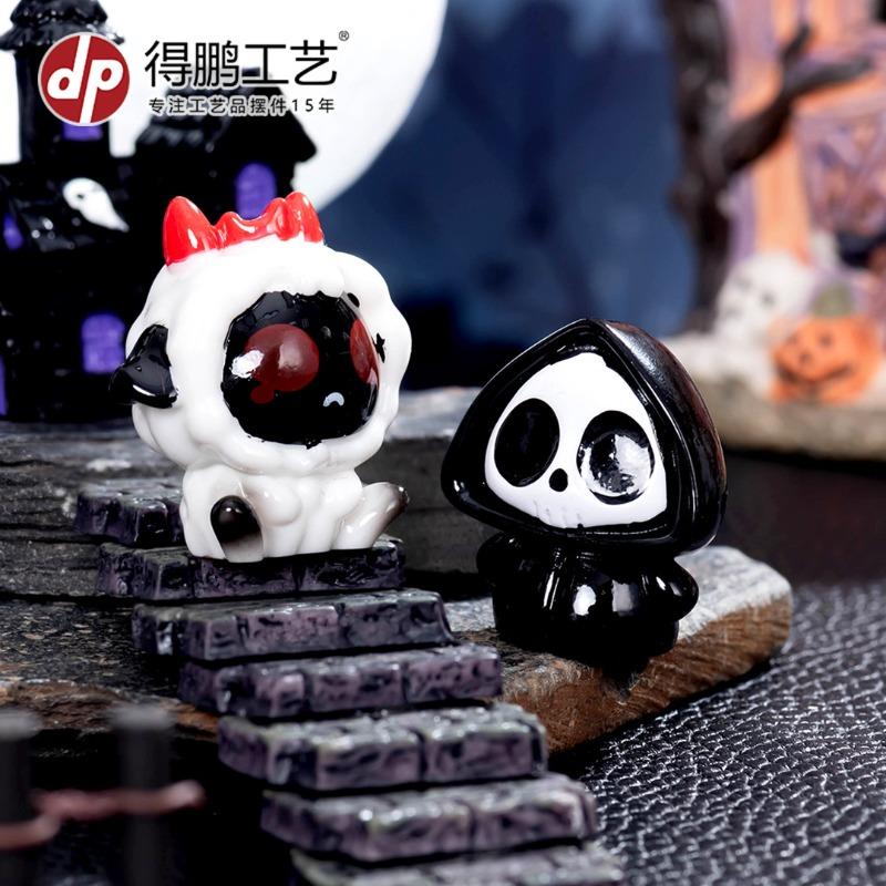 New Micro Landscape Creative Halloween Ornament Reaper Demon Cat Figure DIY Desktop Ornament Accessories