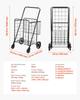 Folding Shopping Cart, Jumbo Grocery Cart with Double Baskets, 360° Swivel Wheels, Heavy Duty Utility Cart, 110 LBS Large Capacity Utility Cart for