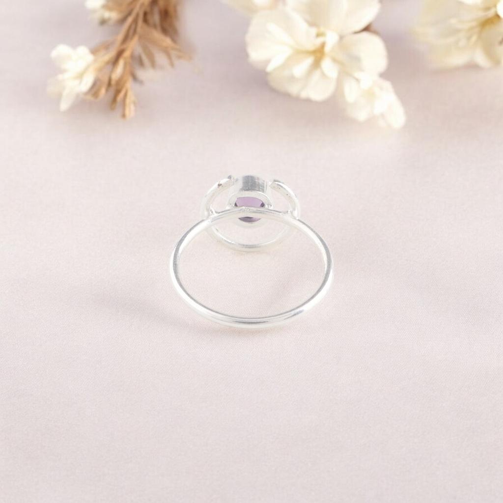 Purple Amethyst Gemstone Ring 925 Sterling Silver Handmade Jewelry Ring For Her RR-54-8