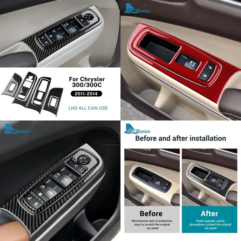 Carbon Fiber Window Lift Panel Sticker Trim for Chrysler 300 300C 2011-2014 LHD RHD