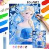 Frozen Elsa Blue Flower Snowflake Paint by Numbers Painting Art Kit Home Decor Gift